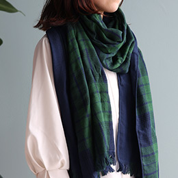 チェック3重ガーゼストール