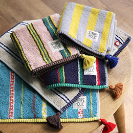 今治タオル ハンカチタオル タッセル付 STRIPE HOLIC