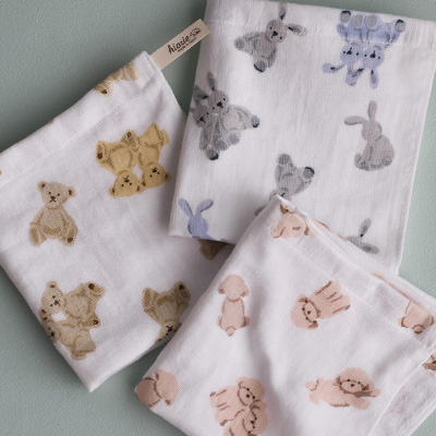 ガーゼタオル クマ・ウサギ・トイプードル柄