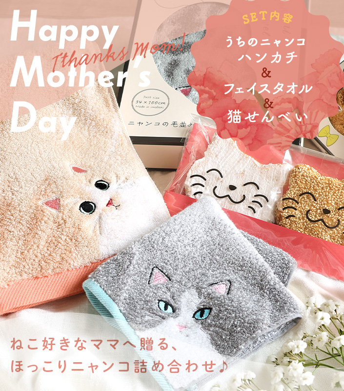 今治タオル うちのニャンコ 毛並みハンカチ＋フェイスタオル＆猫せんべい
