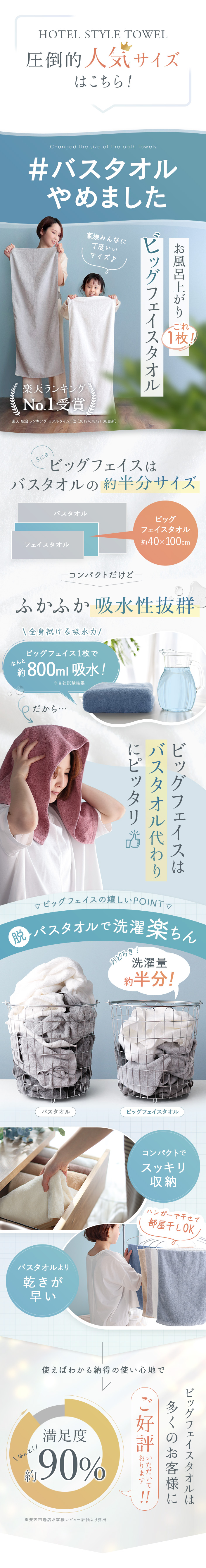 圧倒的人気サイズのビッグフェイスタオル